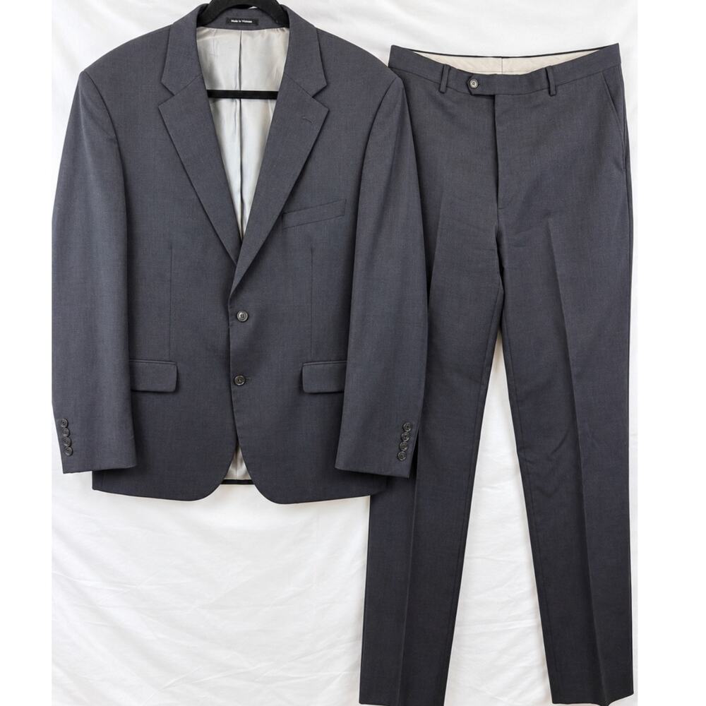 Pronto Uomo Charcoal Grey Wool Blend 2-Piece Suit Jacket 46L / Pants 40x46